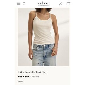 Velvet by graham spencer Womens Tank Top Size XL Pointelle Scallop Edges‎ Ribbed